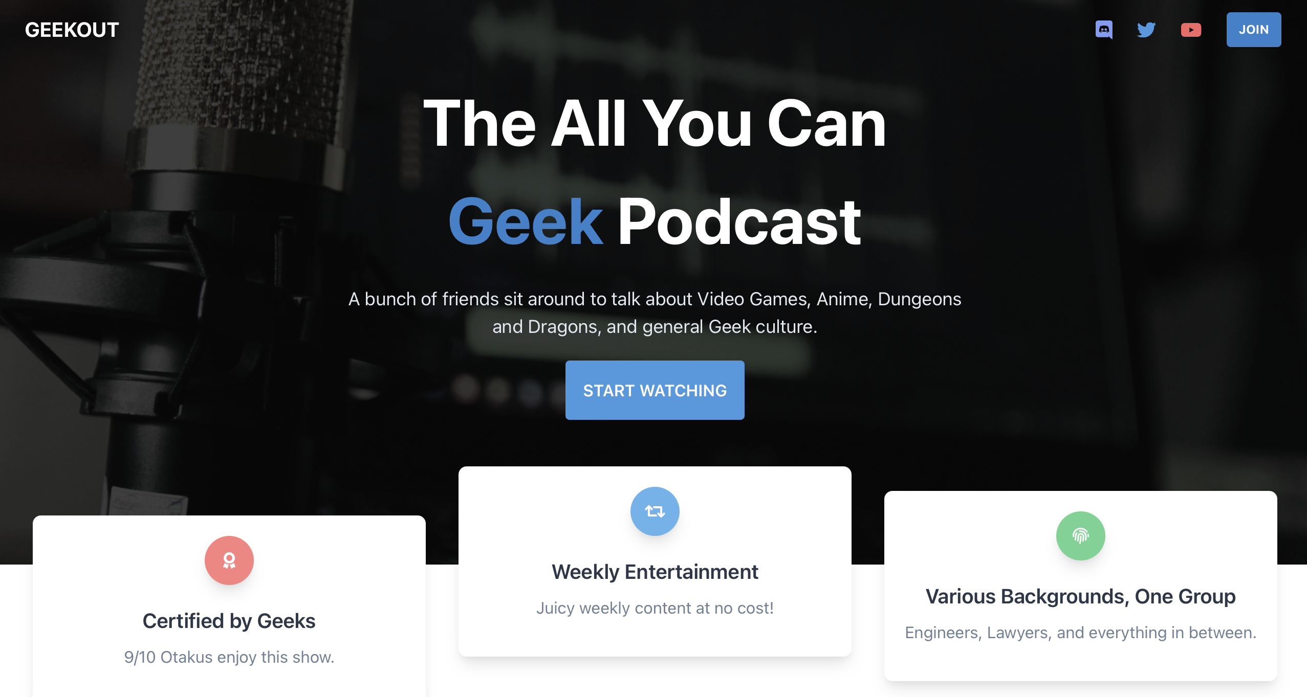 Geekout Podcast Landing Page
